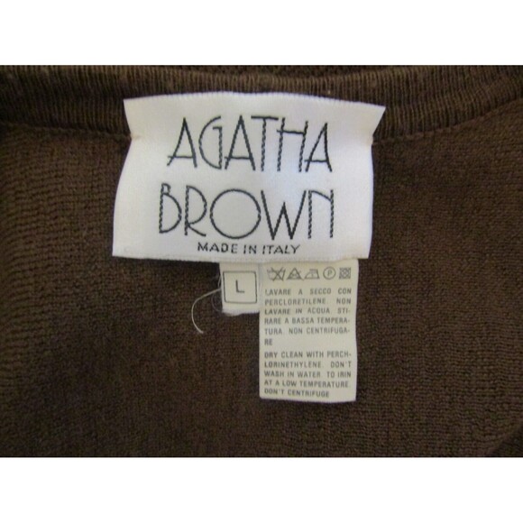 Vintage Agatha Brown Duster Italian Wool Brown Cardigan Sweater Size L - Picture 7 of 7